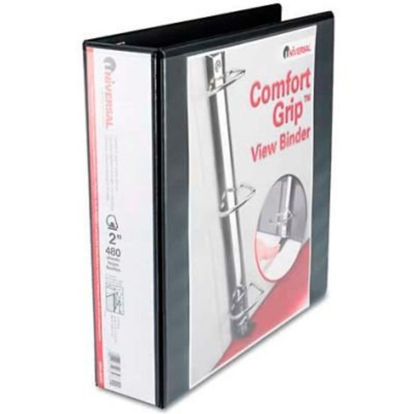 Universal Universal One Comfort Grip Deluxe Plus D-Ring View Binder, 2" Capacity, 8-1/2 x 11, Black UNV30731***